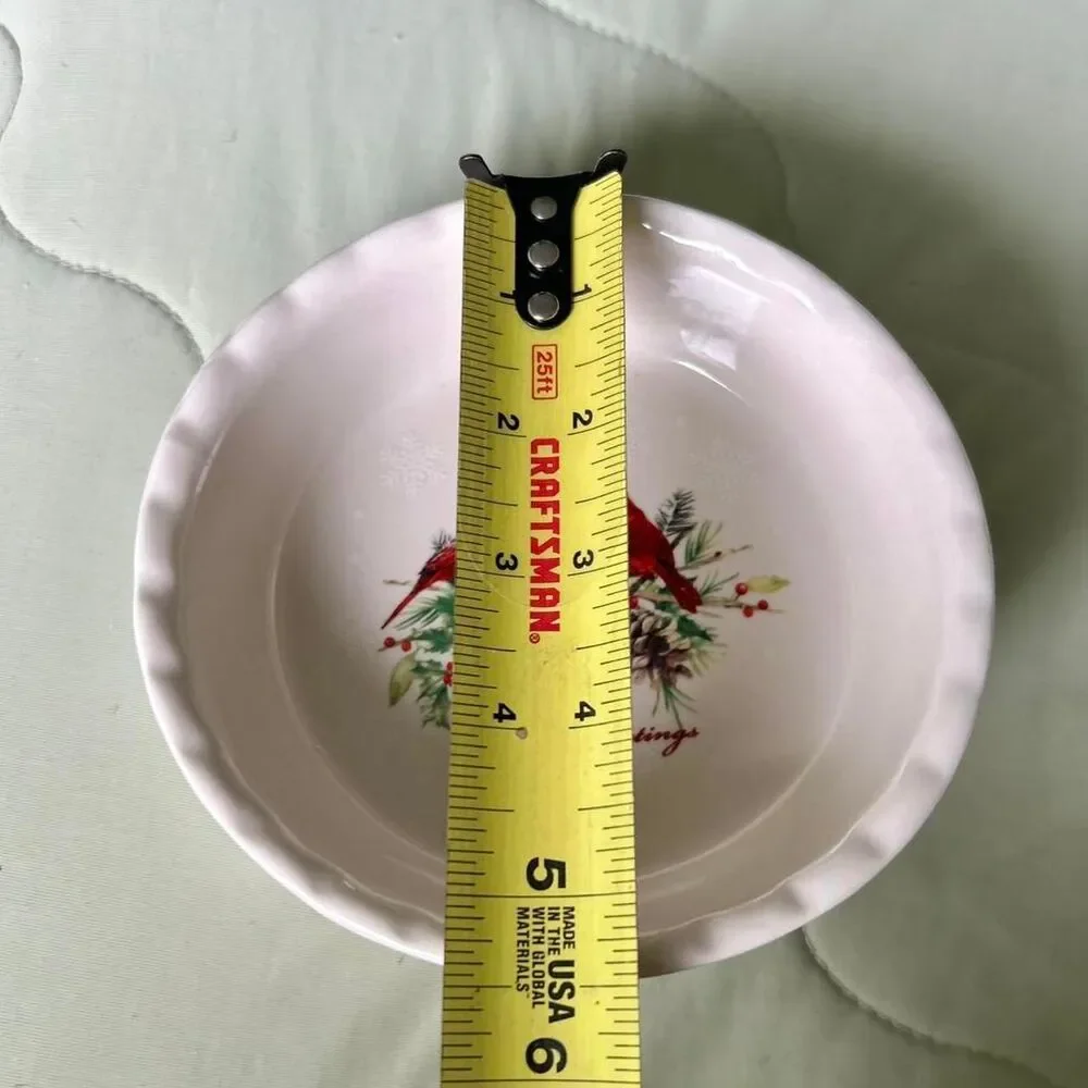 VTG Holiday Winter Cardinal Birds Christmas Mini Pie Dishes Set of 2